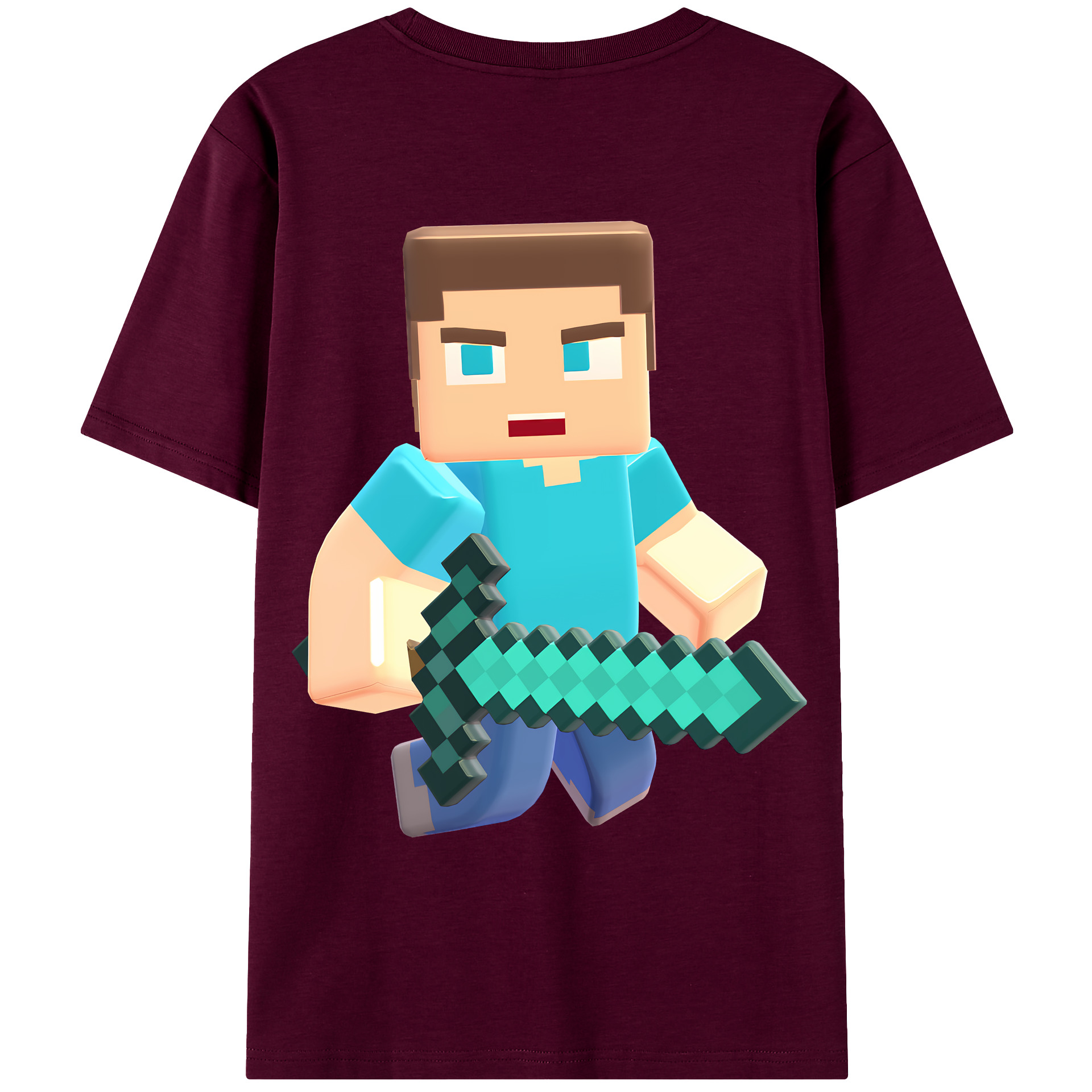 （画像用） マインクラフト ブロックの世界 Minecraft MC Block world レディース半袖Tシャツ(バックプリント)